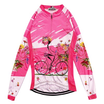 Personal Design Pink Long Sleeve Cycling Shirt Custom Zip-Up Printed Cycling Shirt Cycling Shirt Specialty Store SKCSCP023 45 degree
